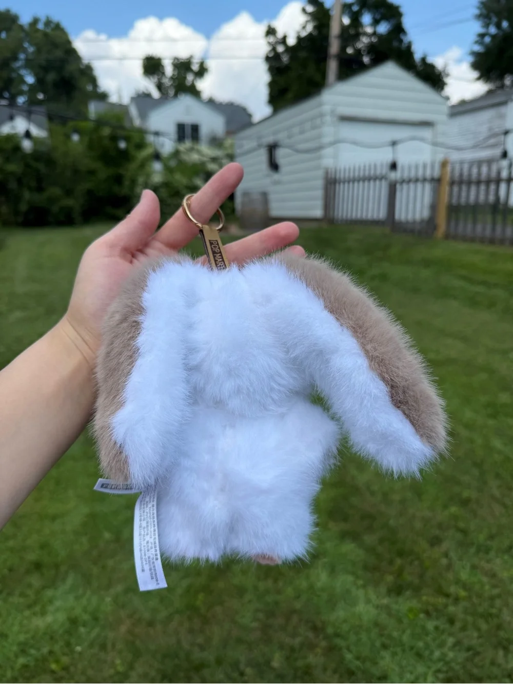 Cute Plush Labubu Bunny Toy Keychain-White and Light Brown Faux Fur-Not Pop Mart